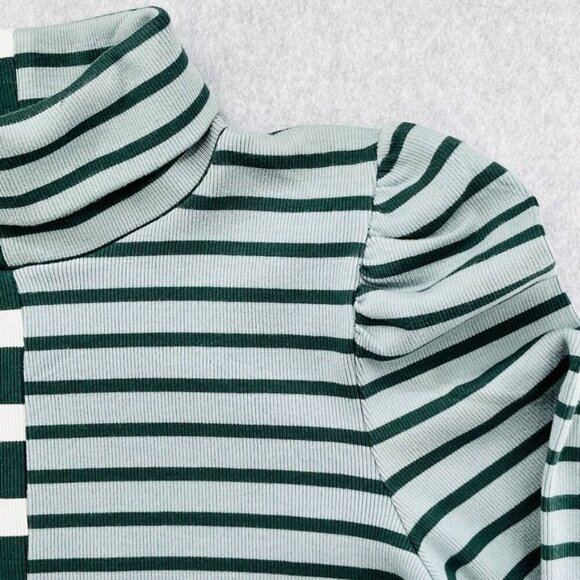 Veronica Beard Colorblock Cedar Turtleneck Size L in Forest Ivory  Long Sleeve - Picture 2 of 11